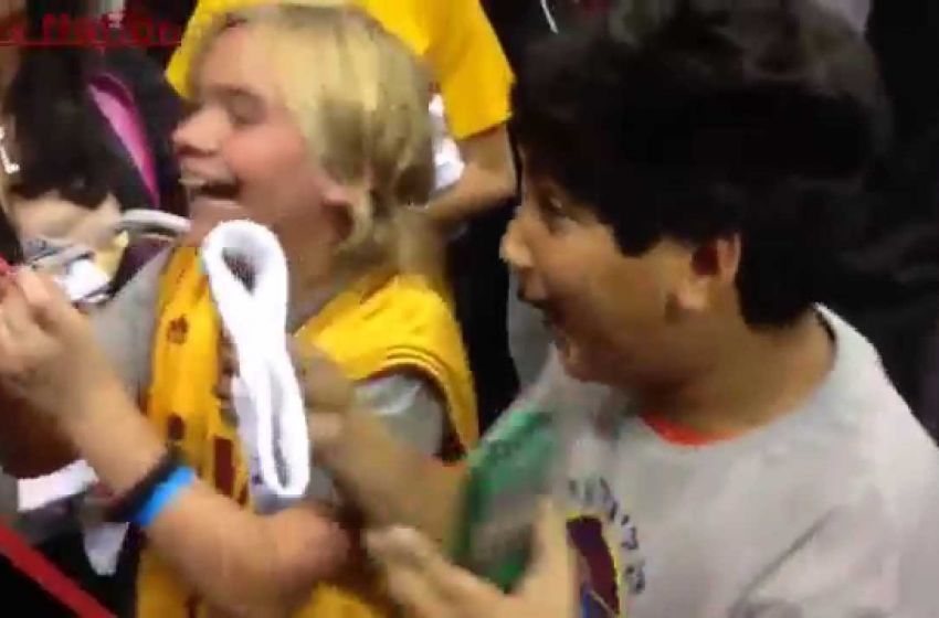 Young Cavaliers fan Pumped he Received a LeBron James Game Worn Headband